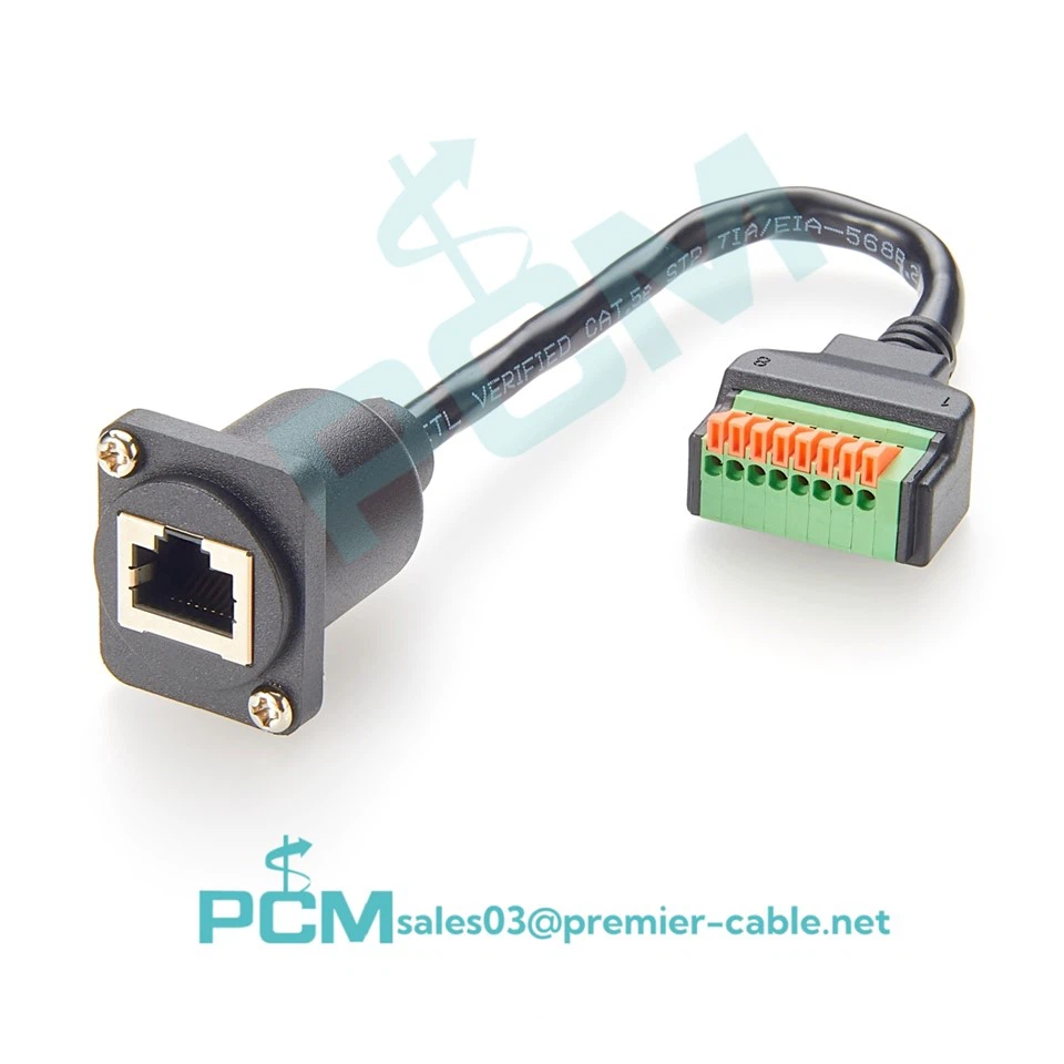 D-Type RJ45 8P8C Female To 8 Pin Terminal Bulkhead Coupler