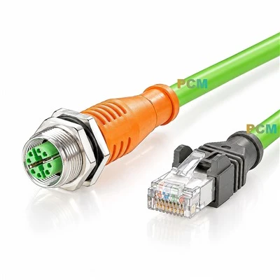 Kábel M12 X s kódom samica na panel RJ45