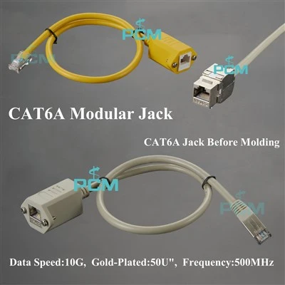 Predlžovací kábel RJ45 Cat6A samec na zásuvku na panel so skrutkovým zámkom