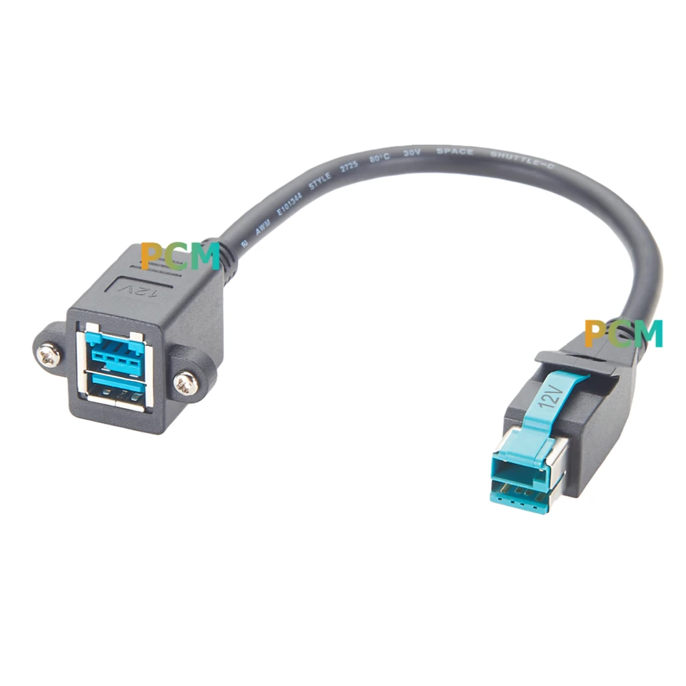 Powered USB 12V Male To Female Panel Mount Cable factory