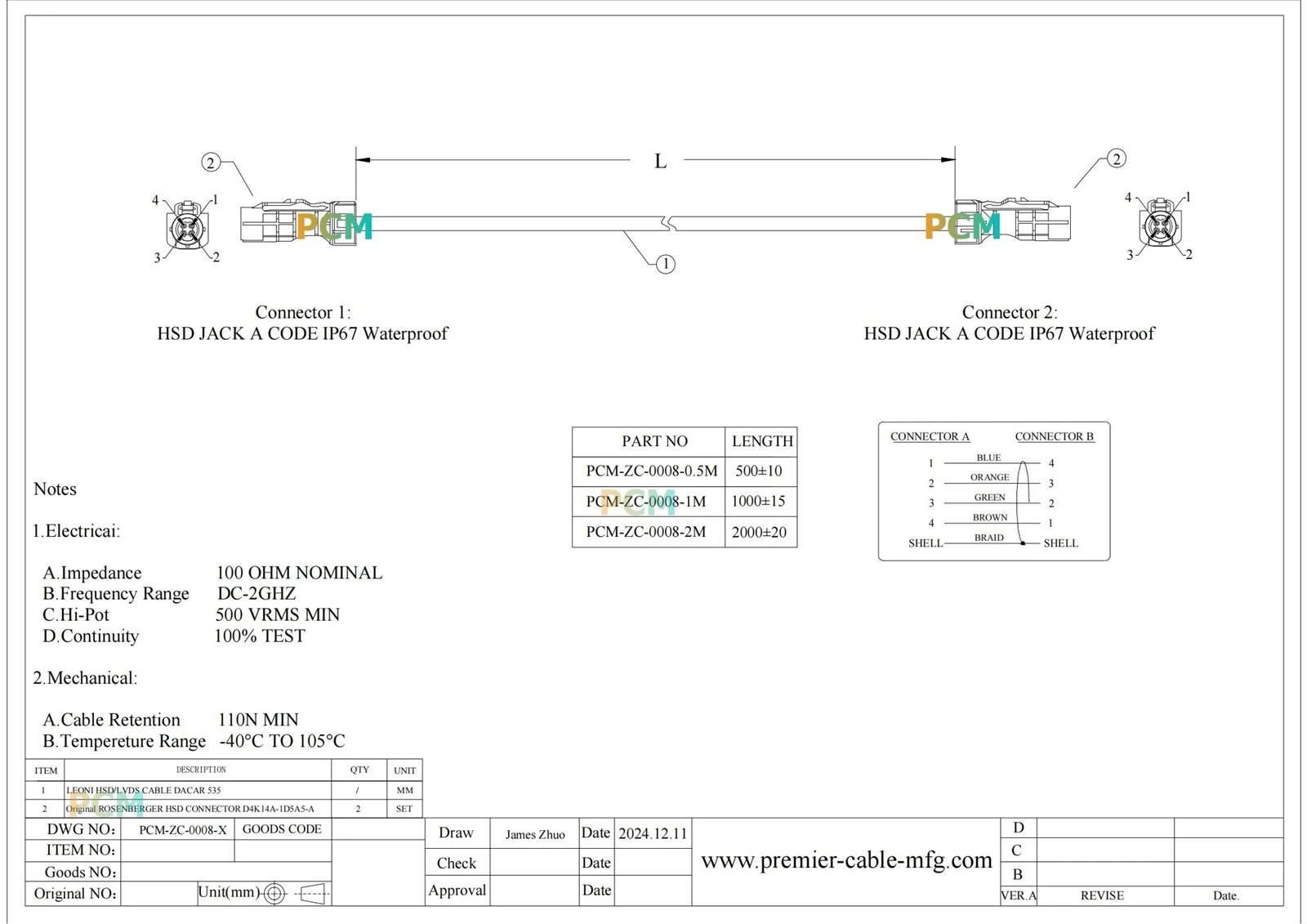 ZCL016-008-X HSD 05M 1M 2M-00 ZCL016-008-X HSD 05M 1M 2M-00