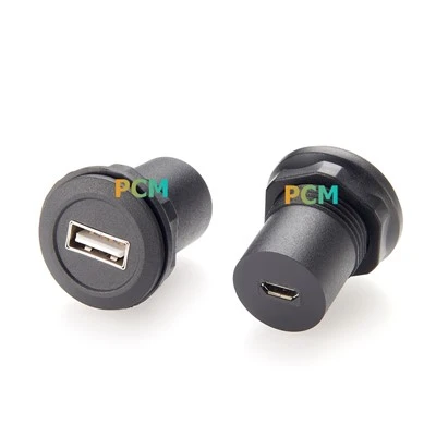 Adaptér pre montáž na okrúhly panel z USB A samica na Micro USB B