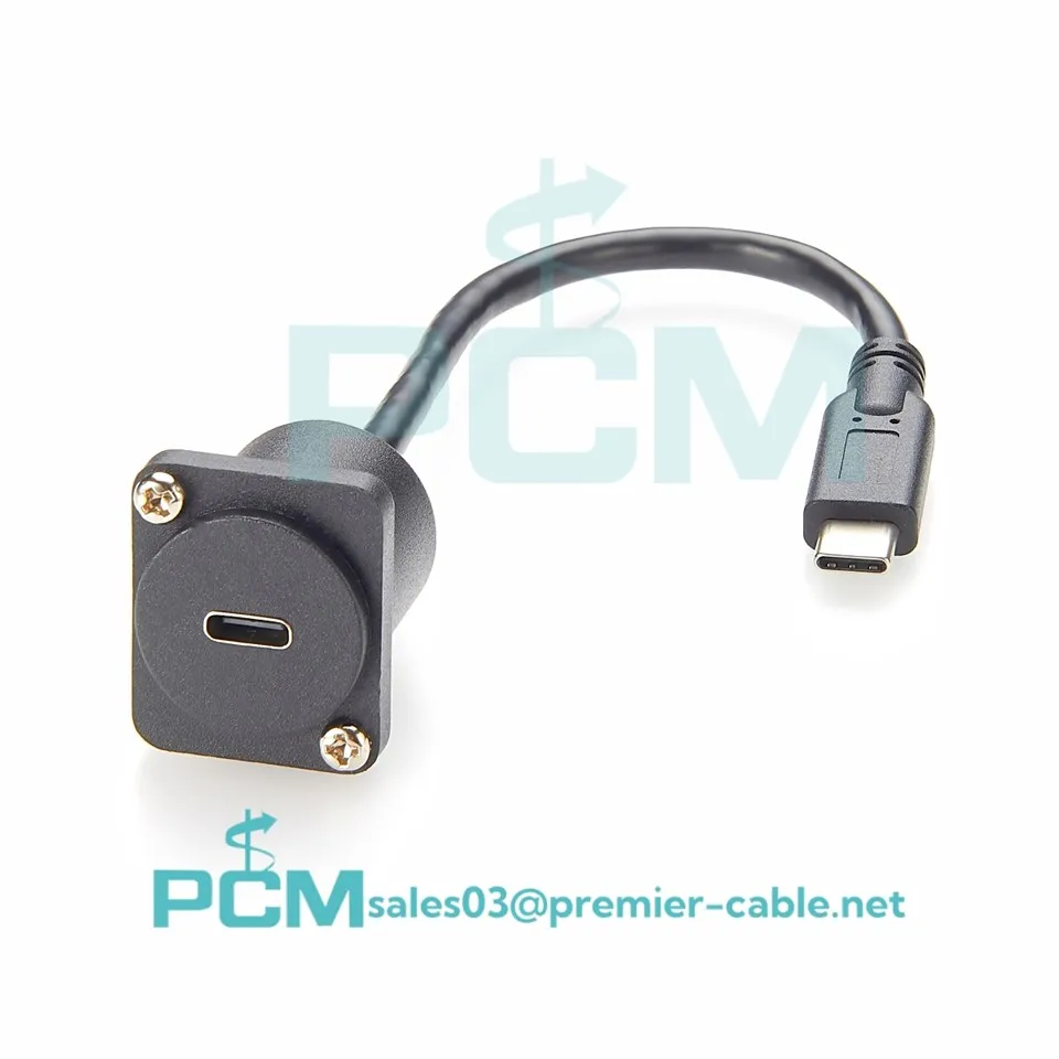 USB 3.1 Type C Cable Male To Female Data Extension D-type Panel Mount
