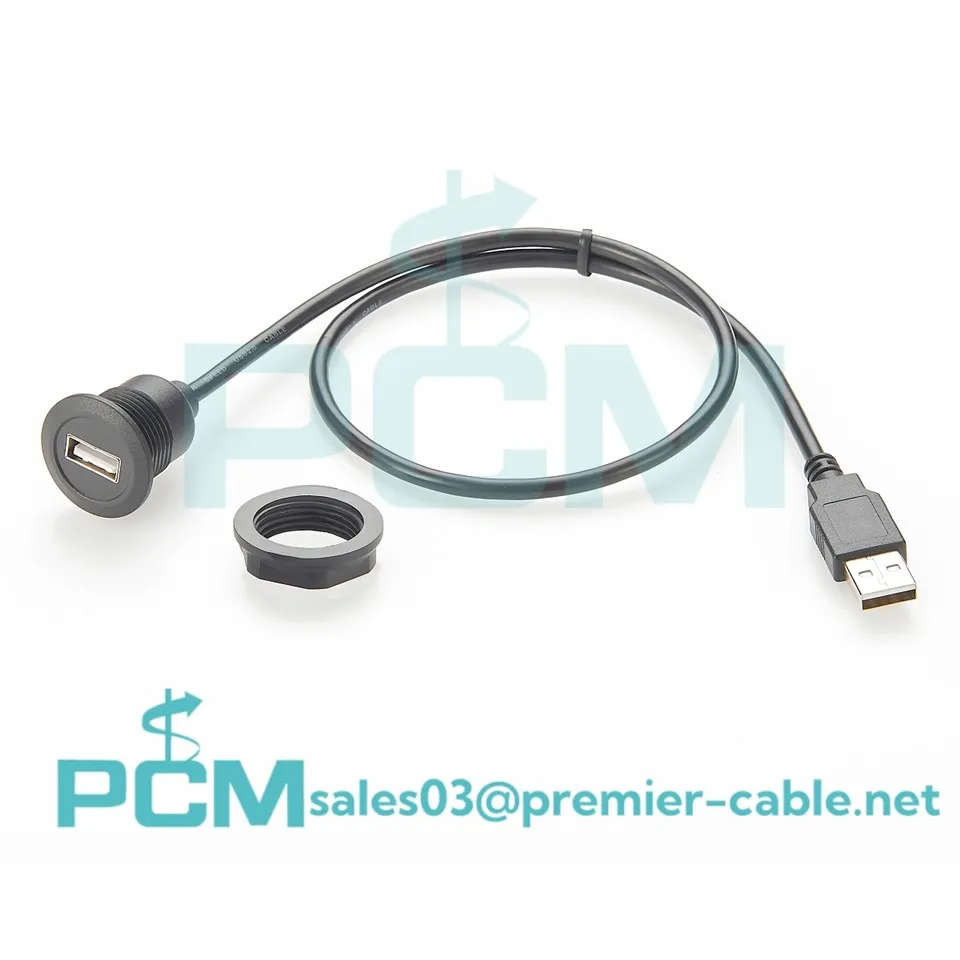 USB-A Extension Cable Panel Cabinet Enclosure Chassis Mount